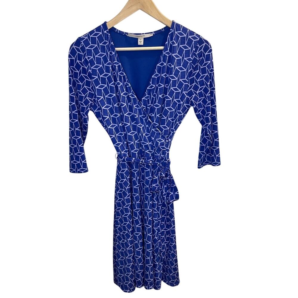 41 Hawthorn Womens Geometrical Pattern‎ Wrap Dress Size Small Belted
